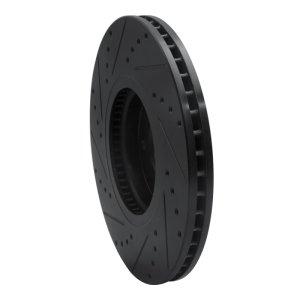 Hyundai Veracruz Brake Rotor (1) - Front Right - R1 Concepts - Drilled & Slotted - Black - `07-`12